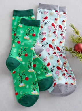 Cutest Crew Socks - Winter Wildlife and The Little Tree That Could - Set of both