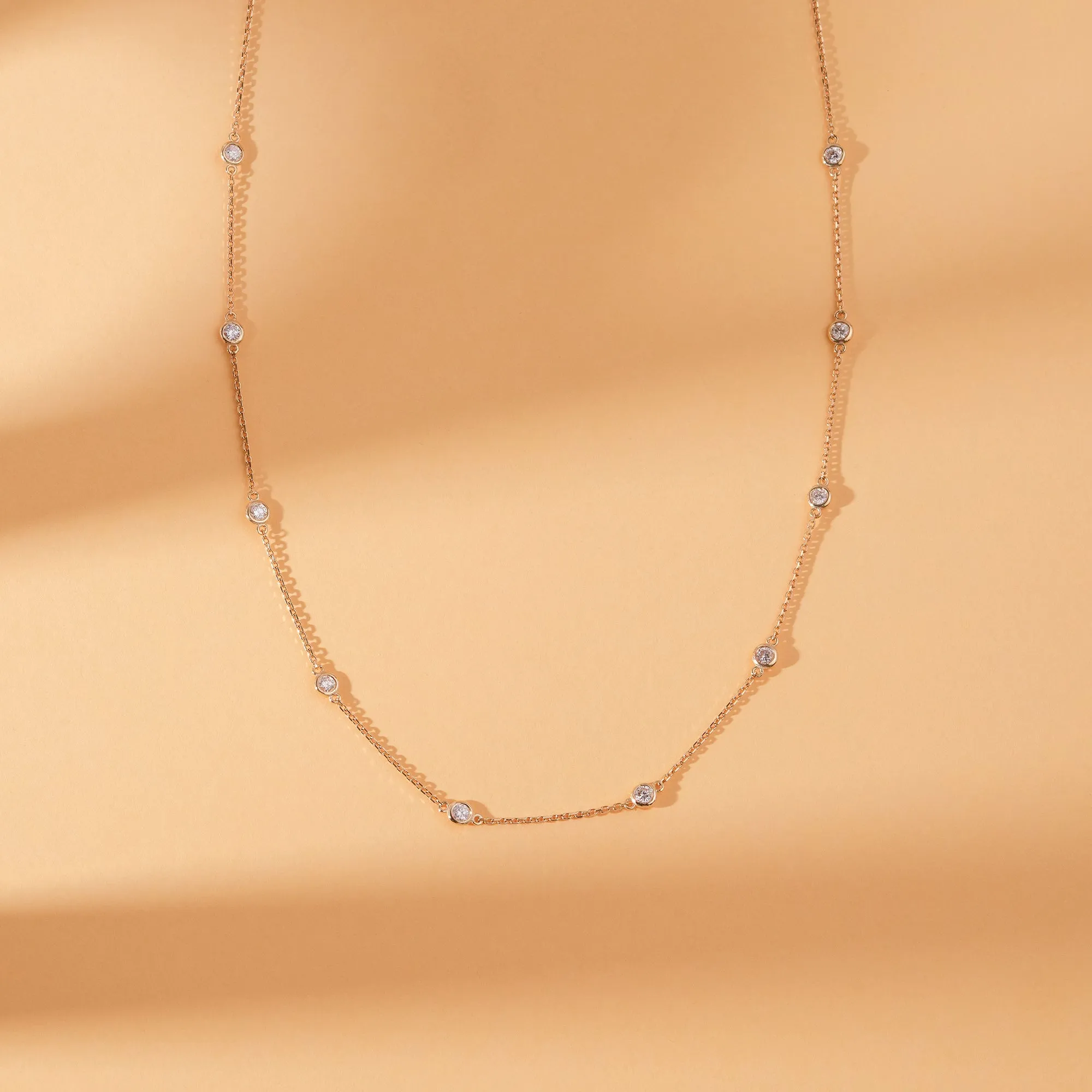 Dainty Multi Diamond By The Yard Necklace, Acacia