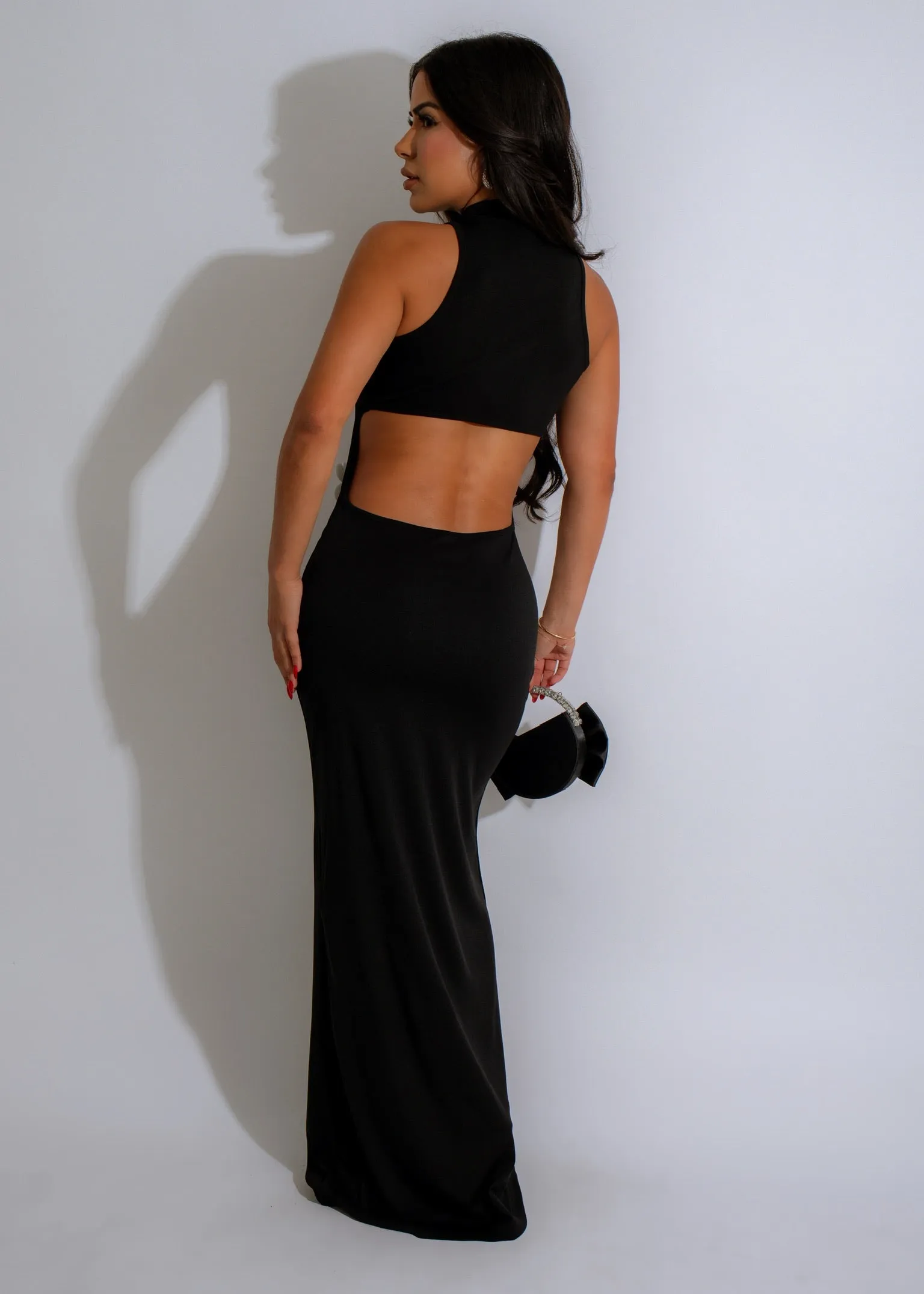 Diamonds Forever Rhinestones Maxi Dress Black