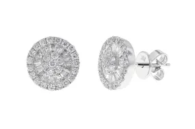 Earrings 18kt Gold Baguette & Round Diamonds Pizza