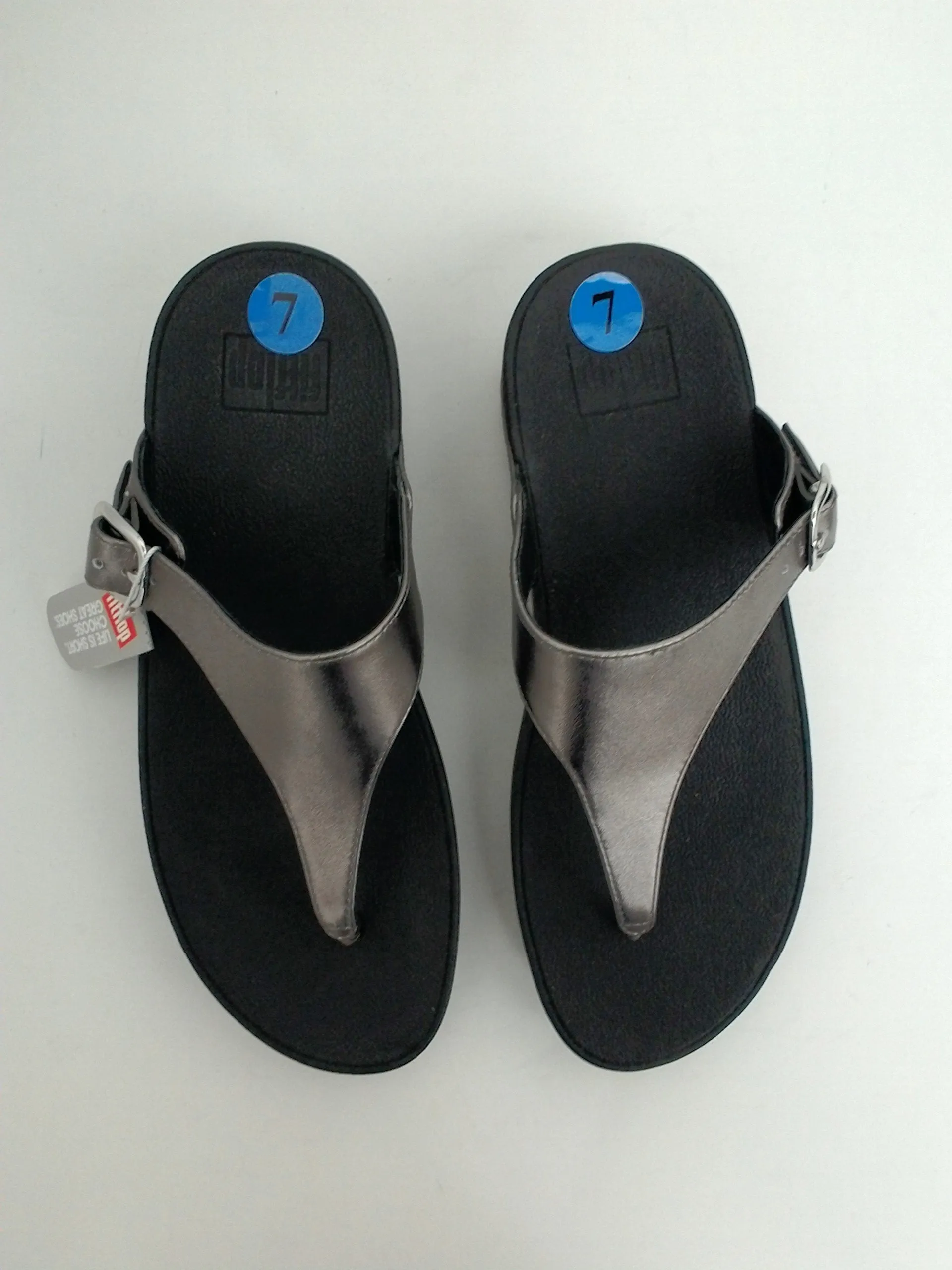 Fiftlop Women's Skinny Deluxe Chrome Flip Flop Size 7M