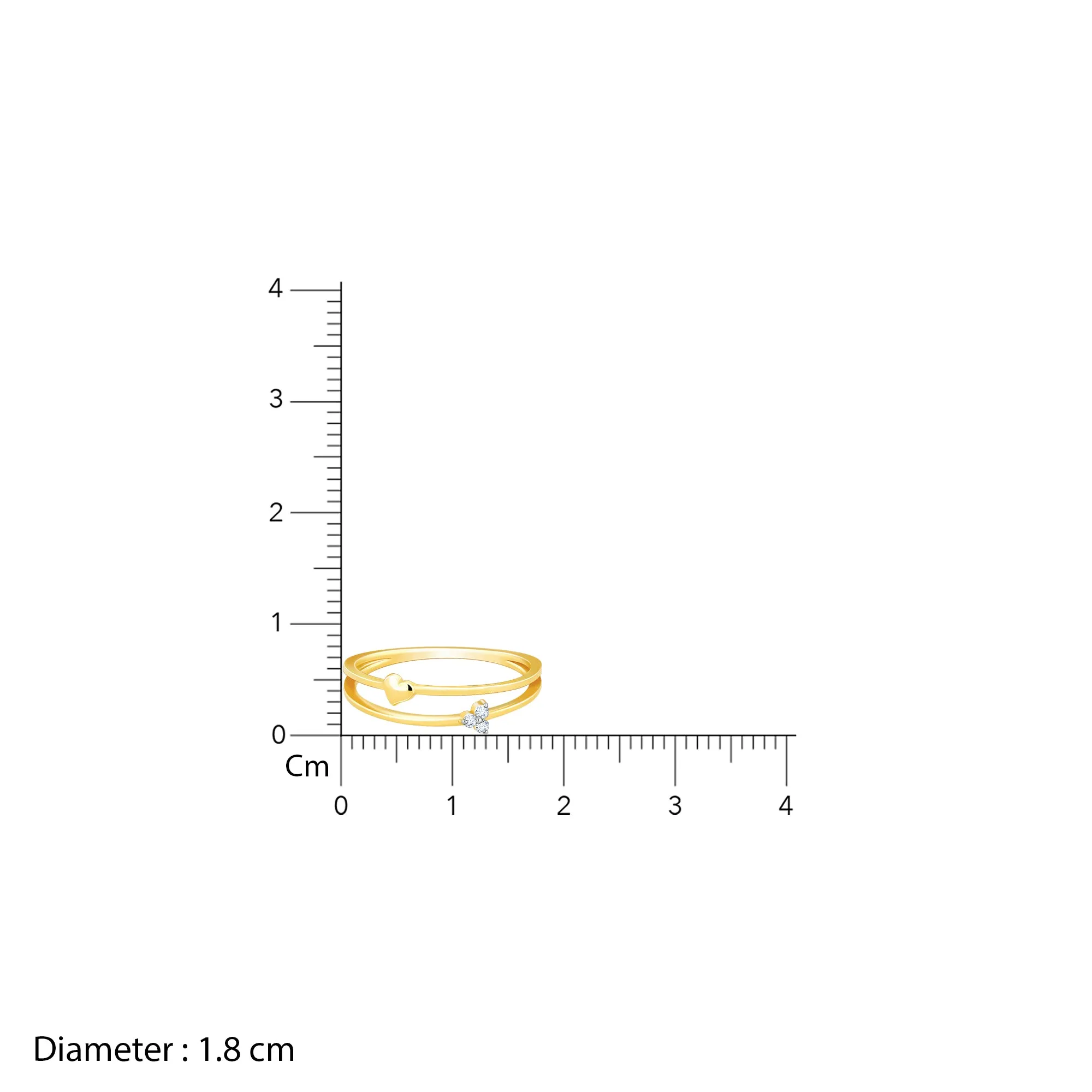 Gold Trinity Heart Diamond Ring