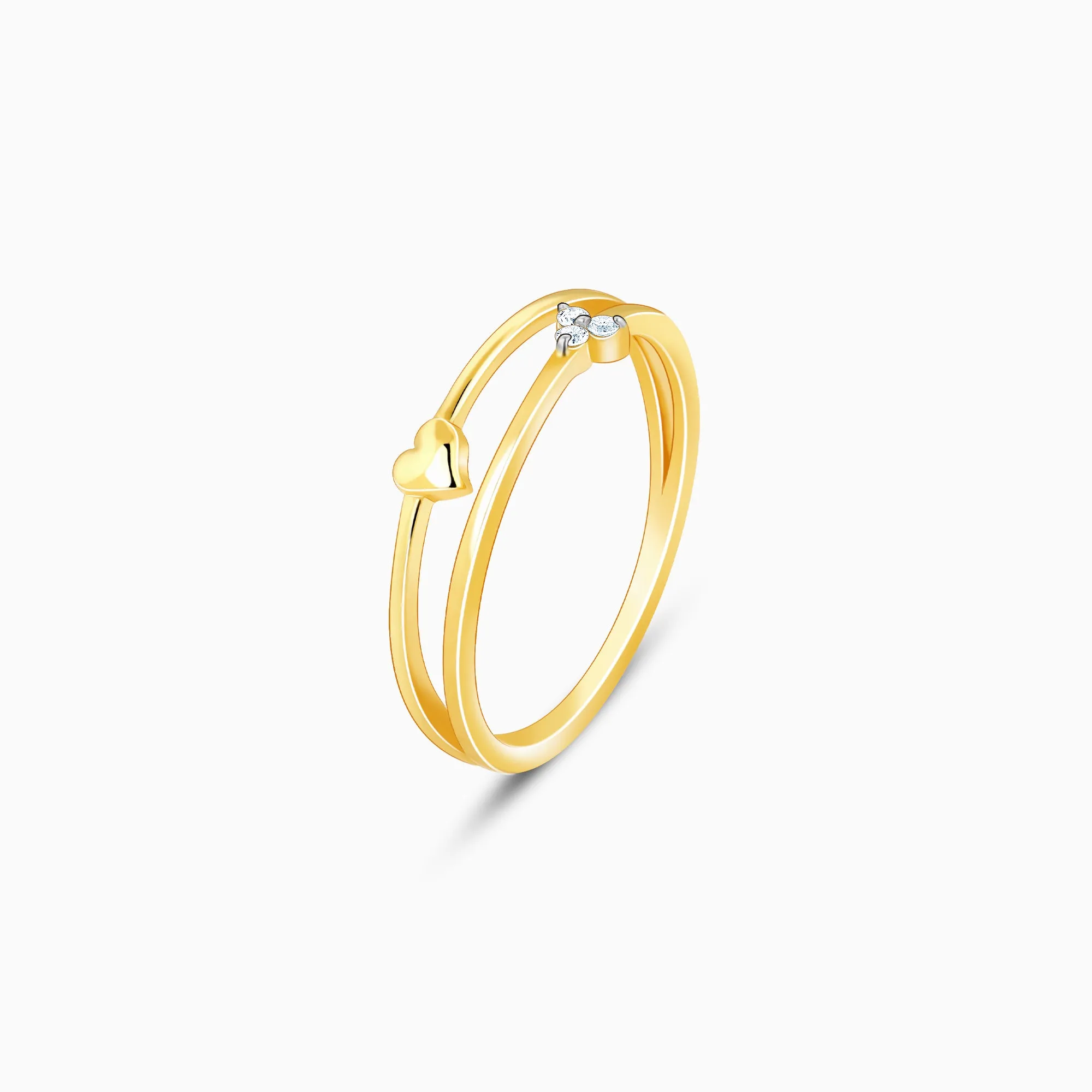 Gold Trinity Heart Diamond Ring