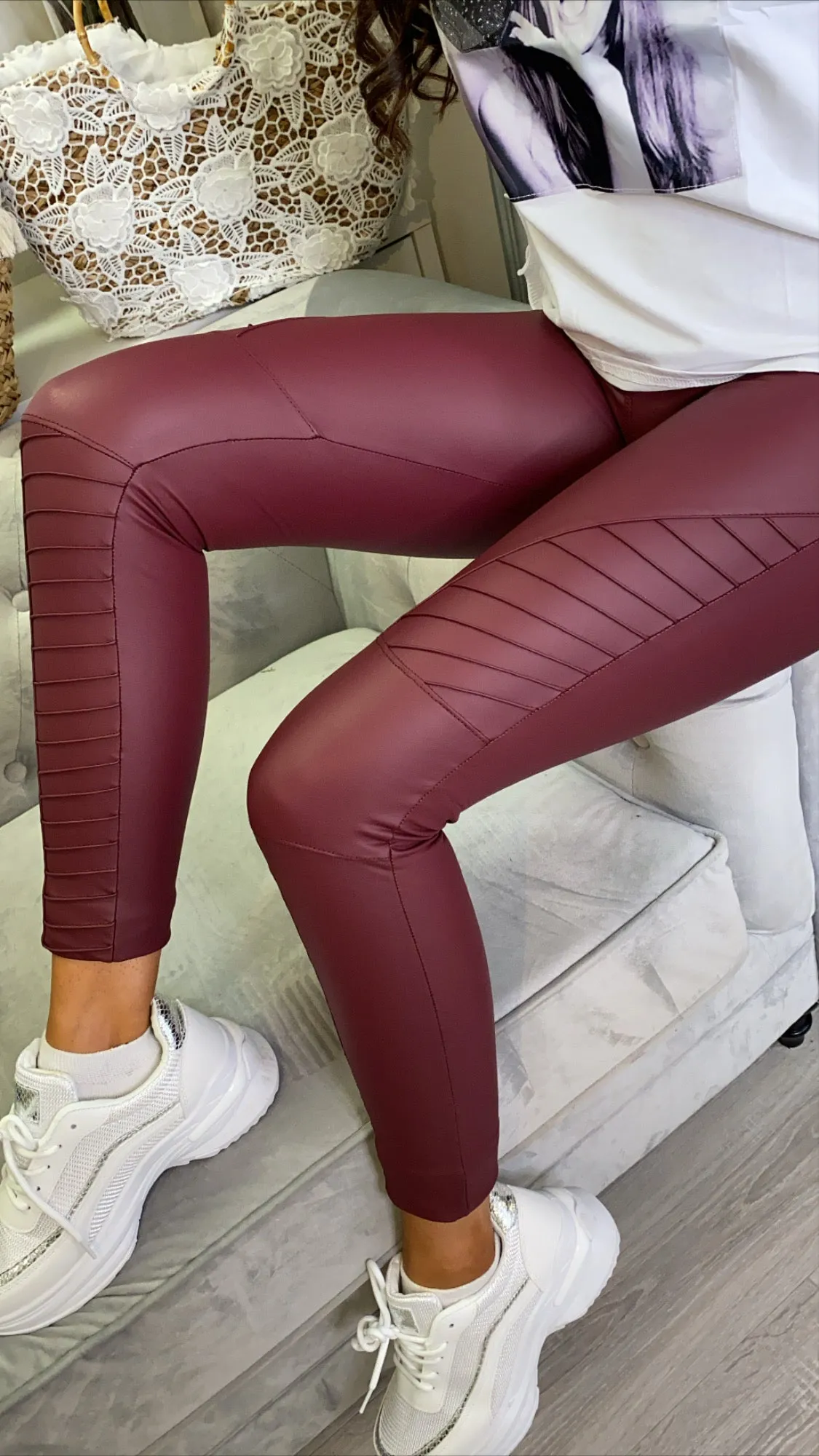 Harley Biker Leggings Burgundy