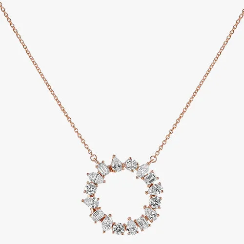 Lab Grown Multi Shape Diamond Circle Necklace