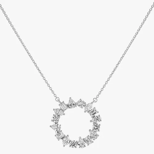 Lab Grown Multi Shape Diamond Circle Necklace