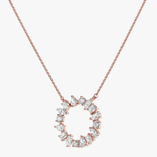 Lab Grown Multi Shape Diamond Circle Necklace