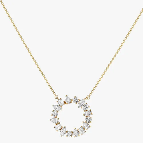 Lab Grown Multi Shape Diamond Circle Necklace