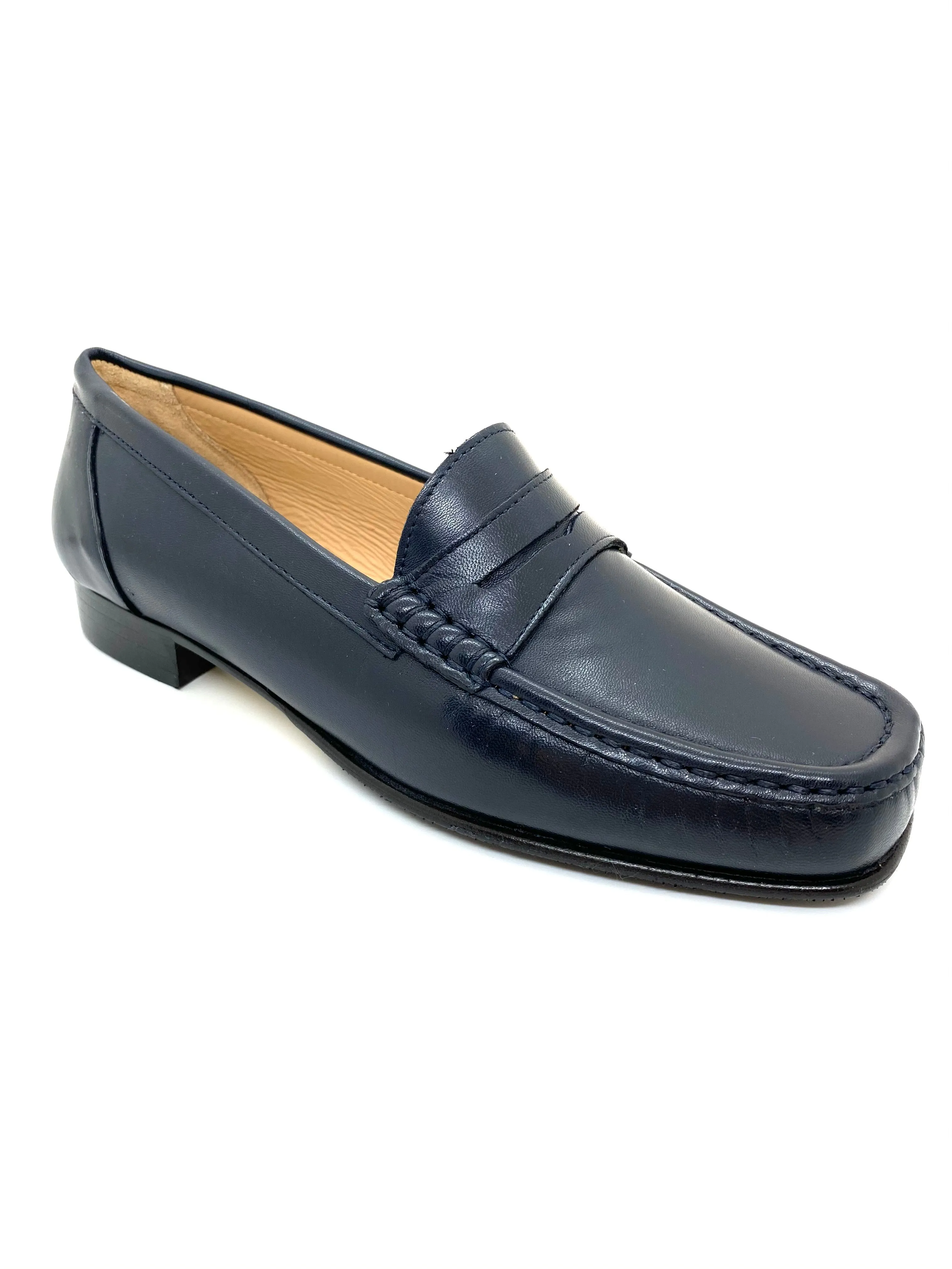 Leather Low Heel Moccasin Loafer