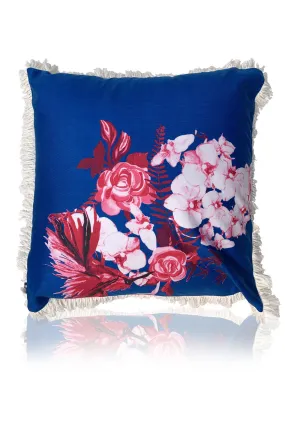 LIBBY WATKINS FLEUR DE PARADISE BLUE  CUSHION COVER 45 X 45CM