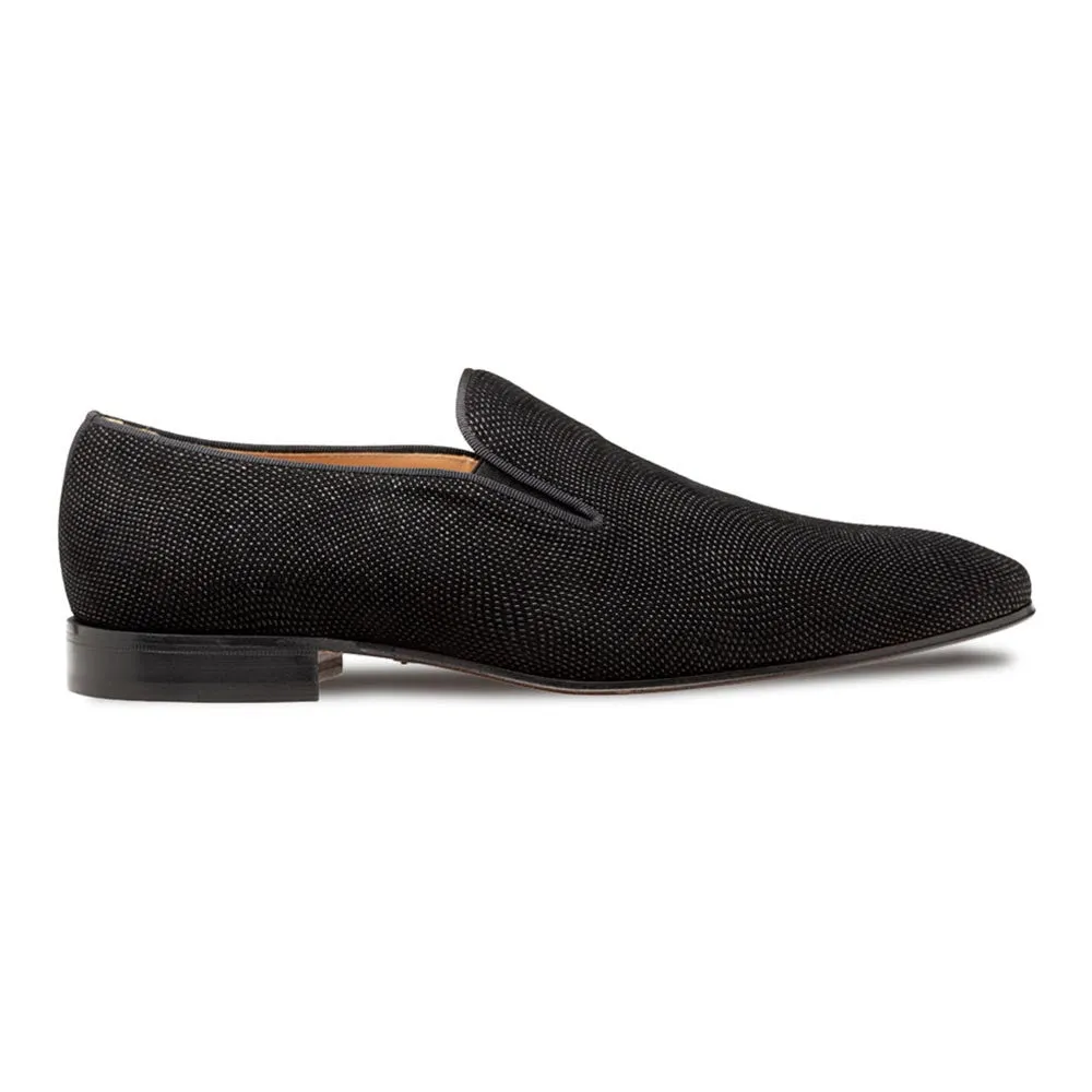 Mezlan Notte Black Glass Suede Slip On Shoes