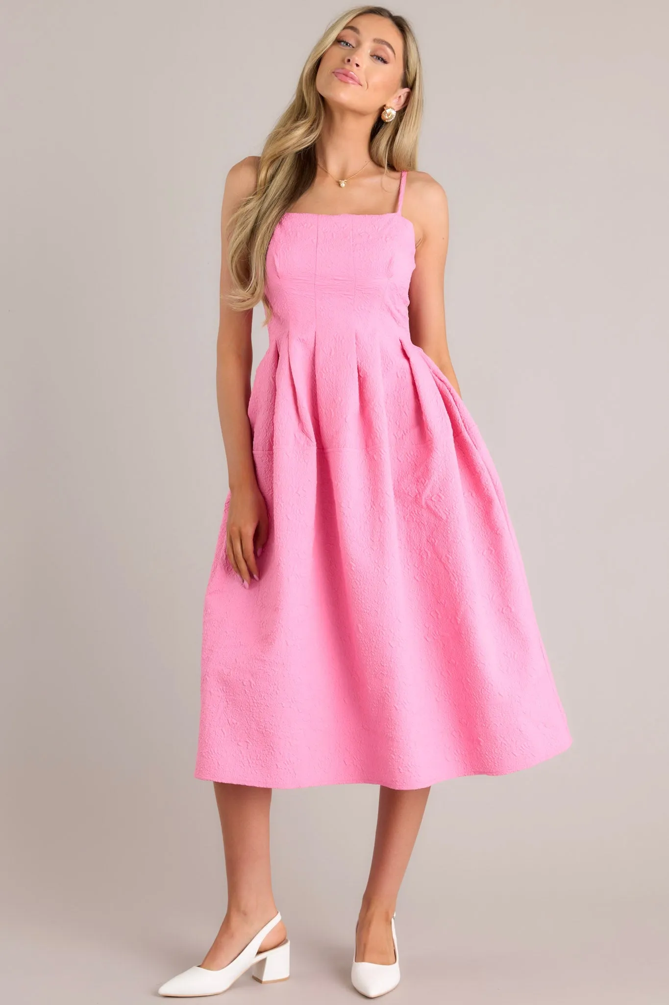 Midnight Melodies Pink Midi Dress