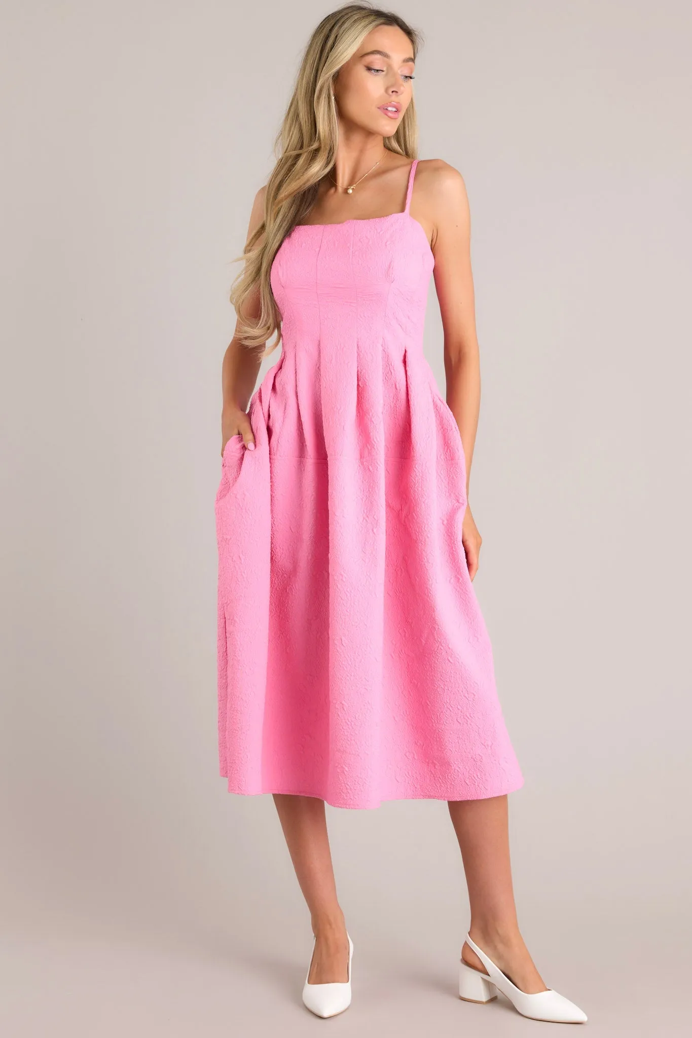 Midnight Melodies Pink Midi Dress