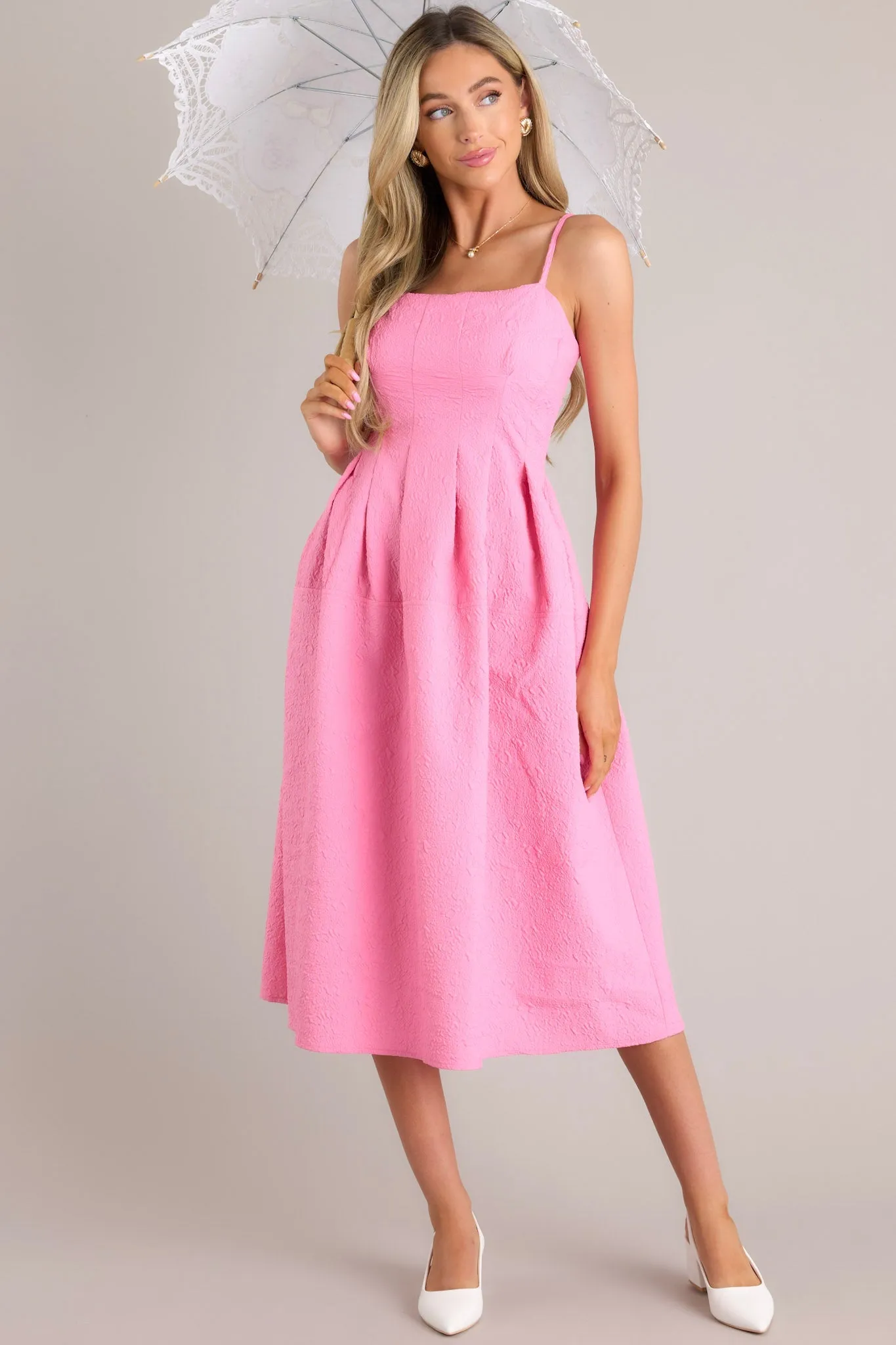 Midnight Melodies Pink Midi Dress