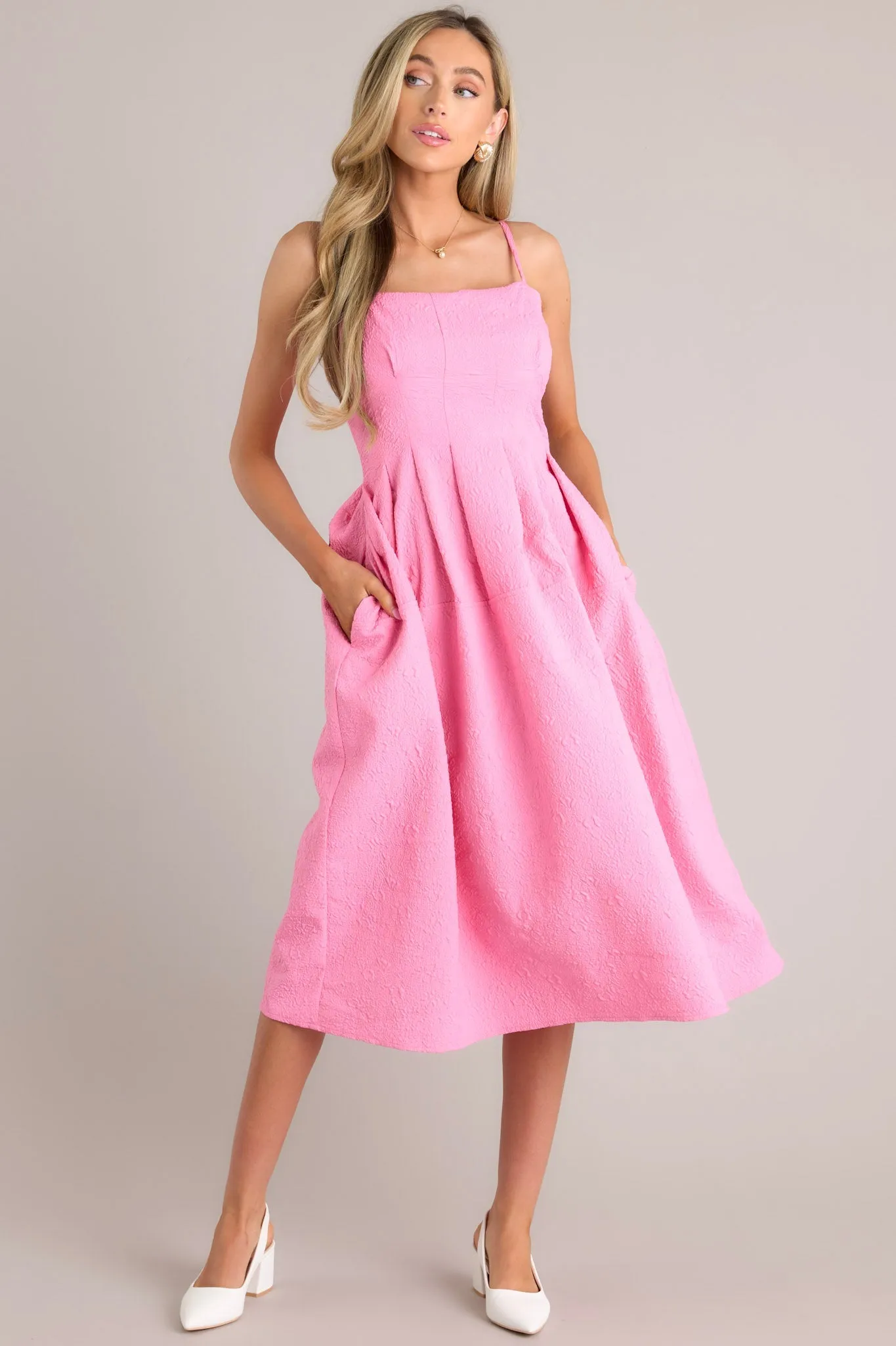 Midnight Melodies Pink Midi Dress