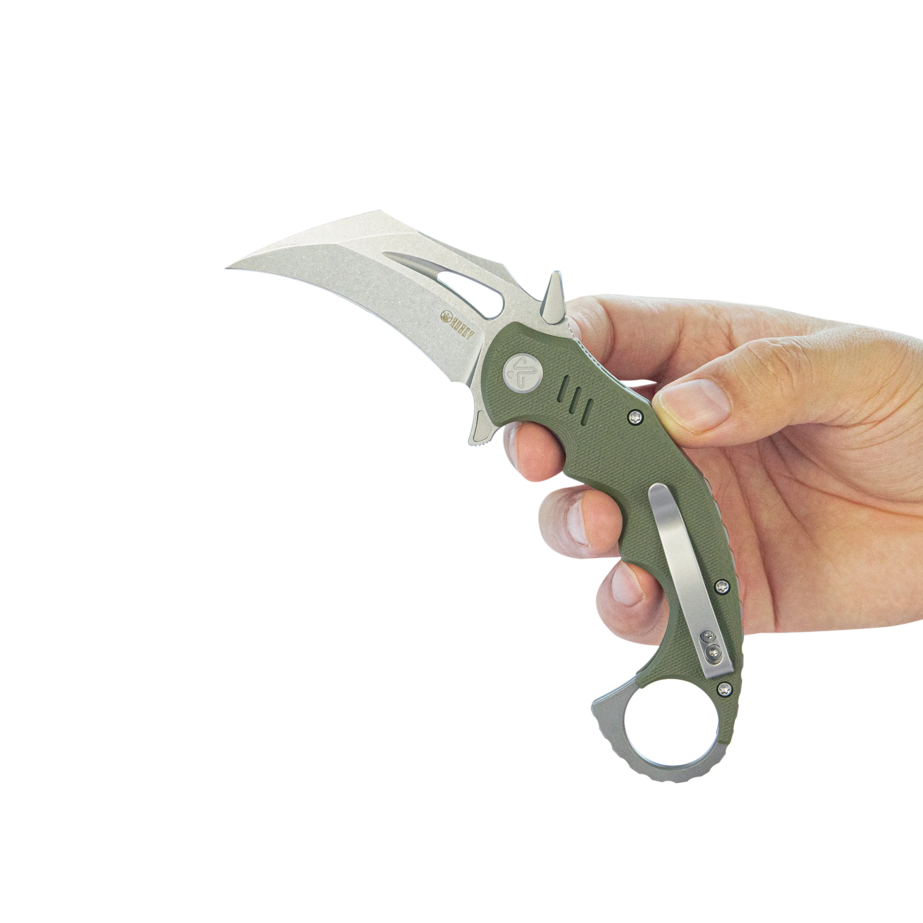 Mini Wrath Karambit Folding Knife Green G-10 Handle 2.44 Beadblast 14C28N Blade KU262B