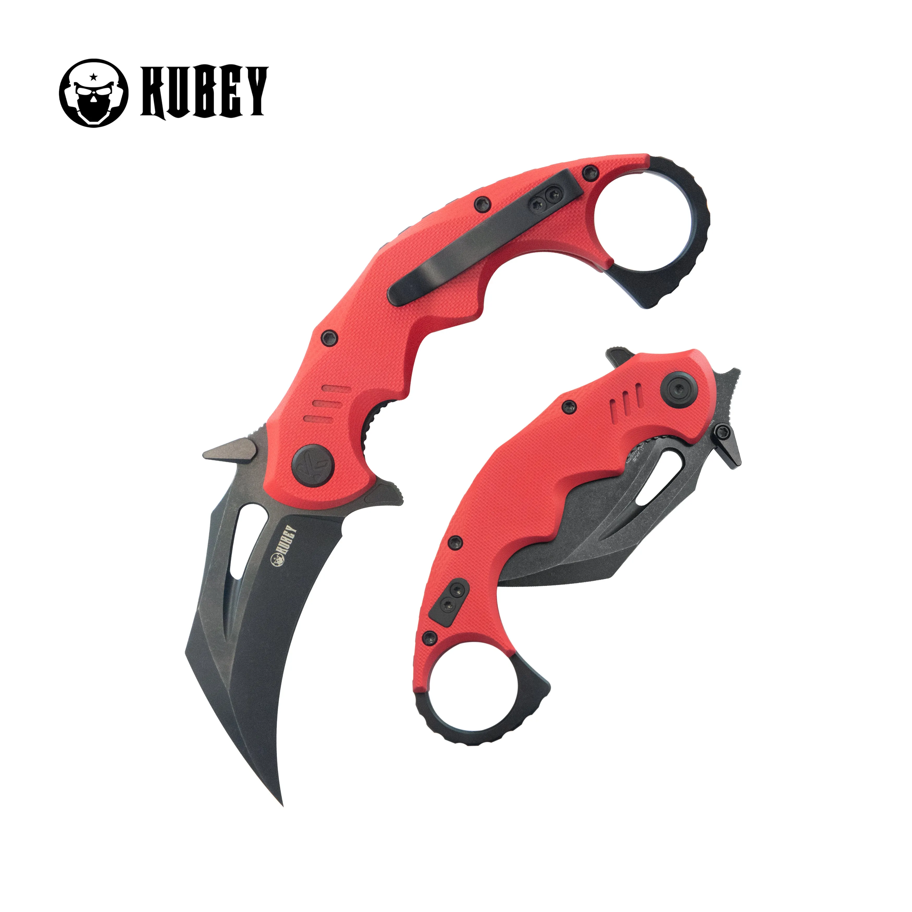 Mini Wrath Karambit Folding Knife Red G-10 Handle 2.44 Blackwash 14C28N Blade KU262H