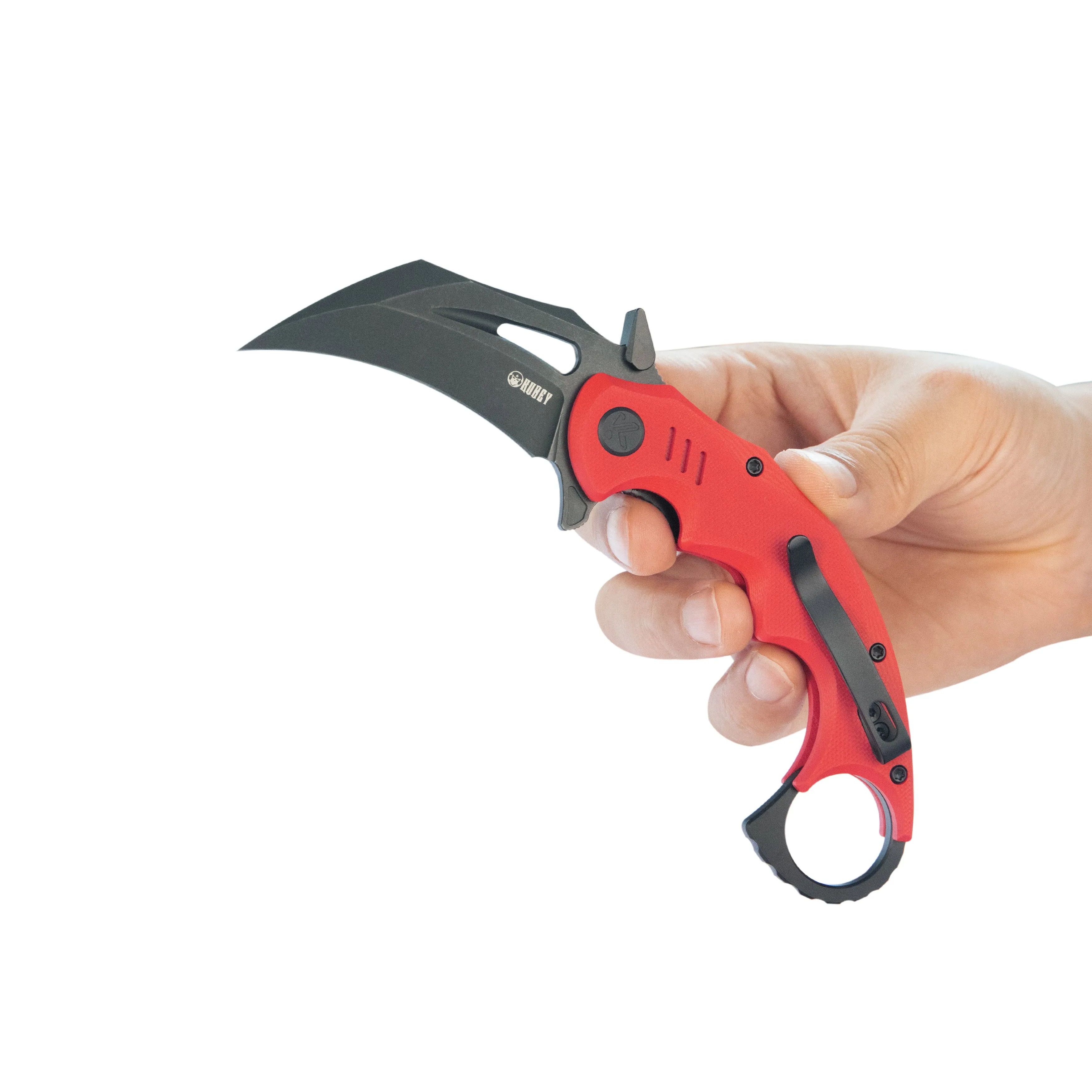 Mini Wrath Karambit Folding Knife Red G-10 Handle 2.44 Blackwash 14C28N Blade KU262H