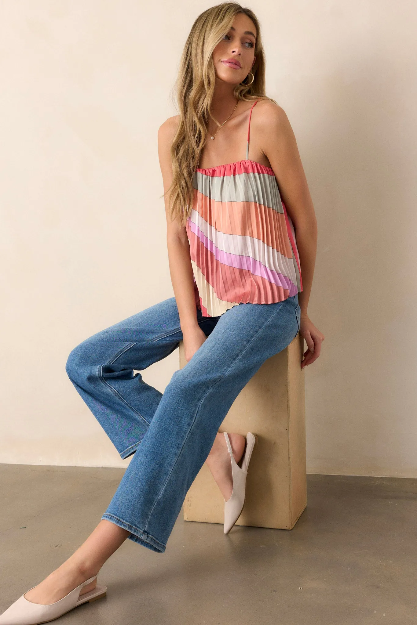 Mirage Melody Pink Coral Pleated Top