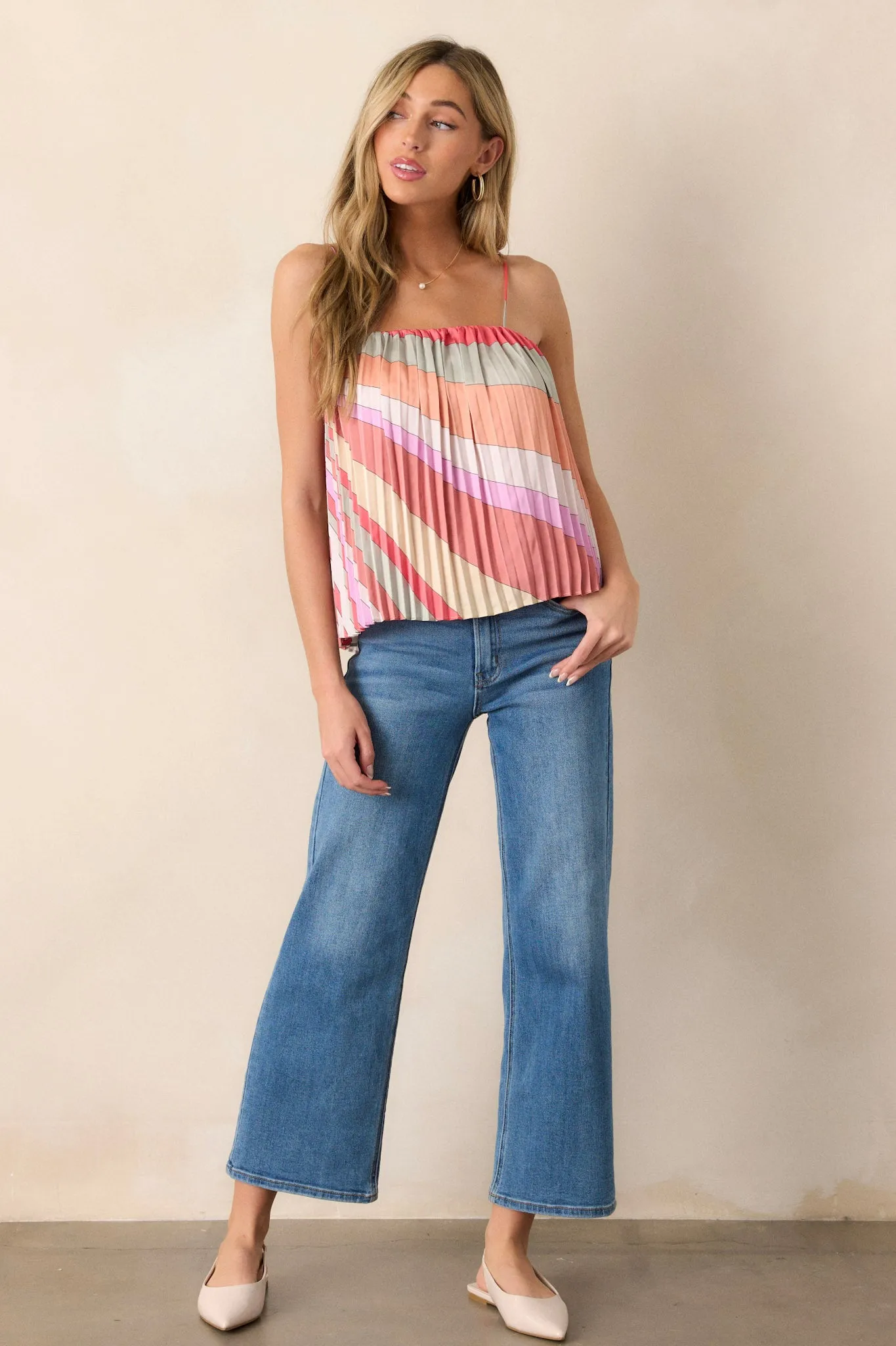 Mirage Melody Pink Coral Pleated Top