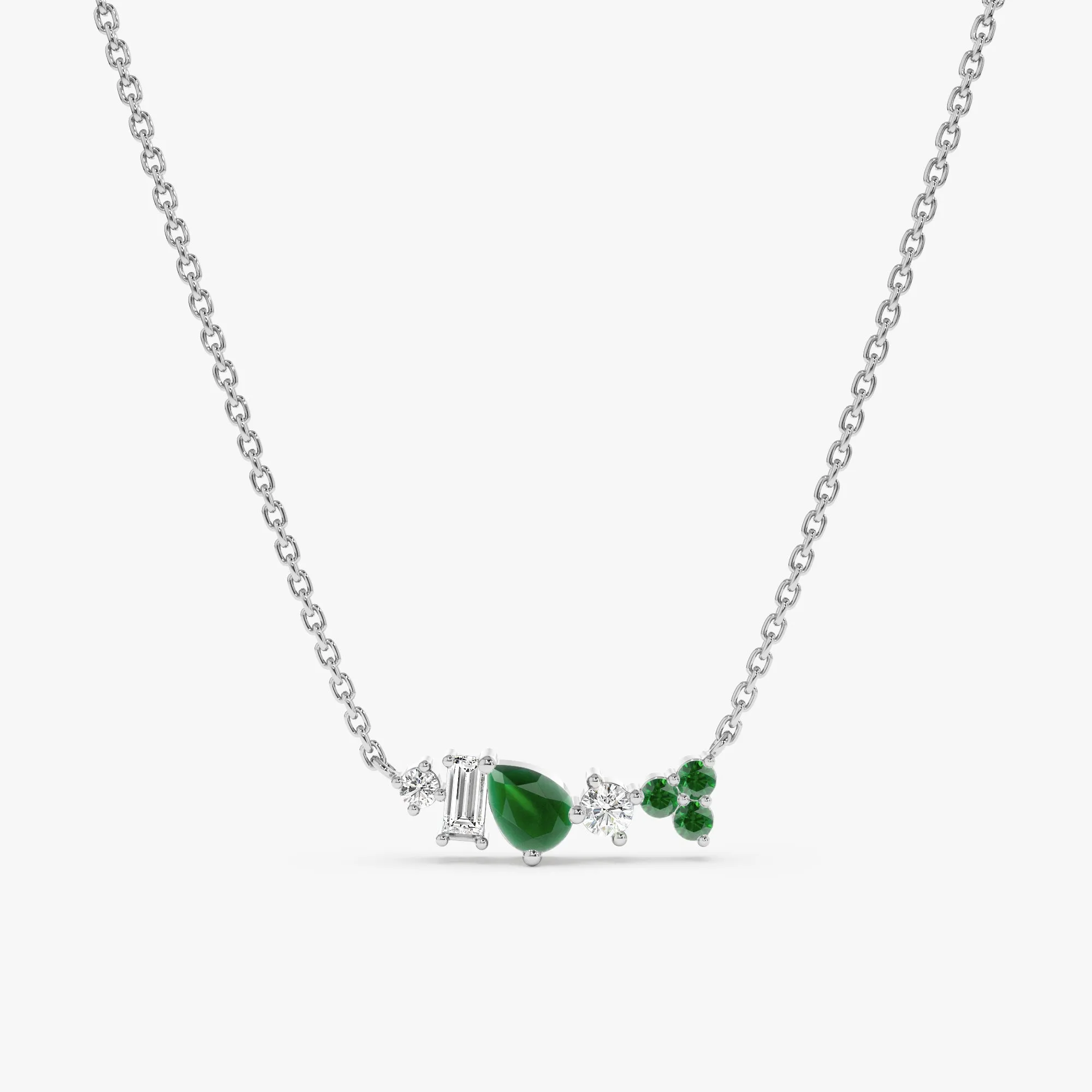 Mixed Diamond Emerald Necklace, Doux