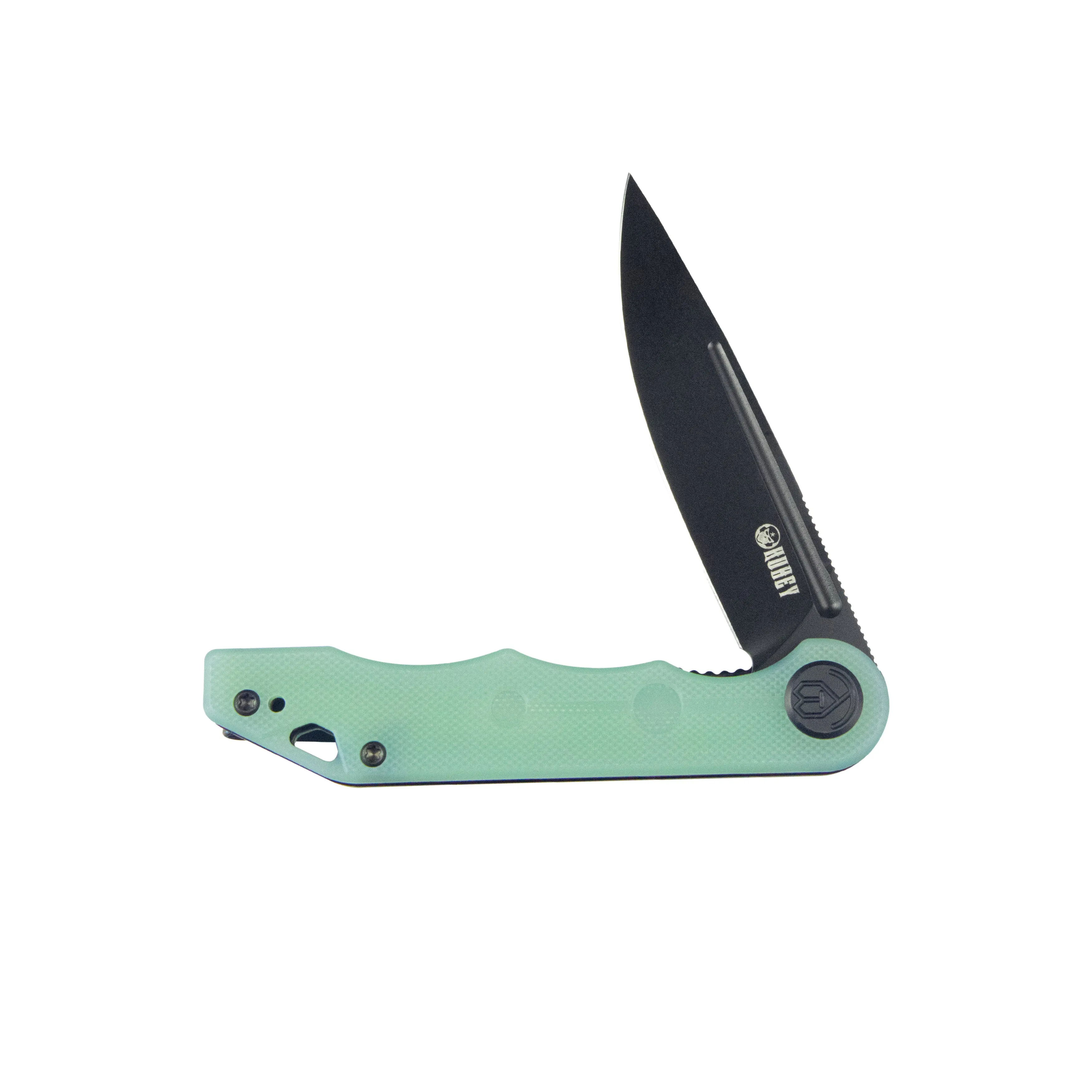 Mizo Liner Lock Flipper Folding Knife Jade G10 Handle 3.15 Blackwashed AUS-10 KU312G