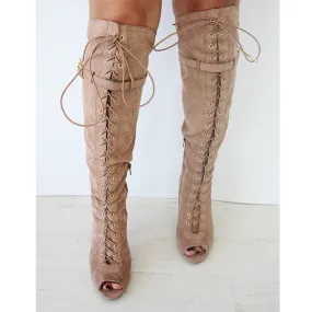 Mocha Laced Up Suede Boots