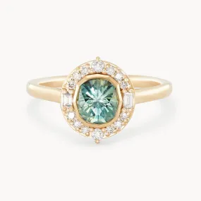 moonlit bliss one-of-a-kind - 14k yellow gold ring, mint green sapphire AC