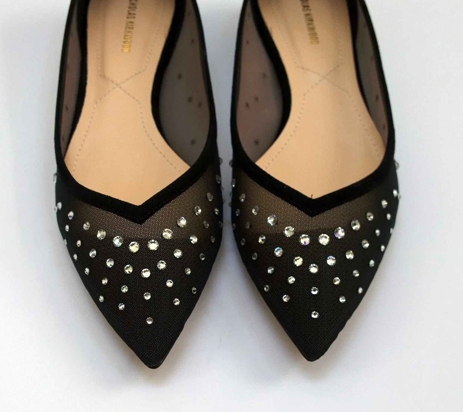 Nicholas Kirkwood Black Mesh Rhinestone Flats