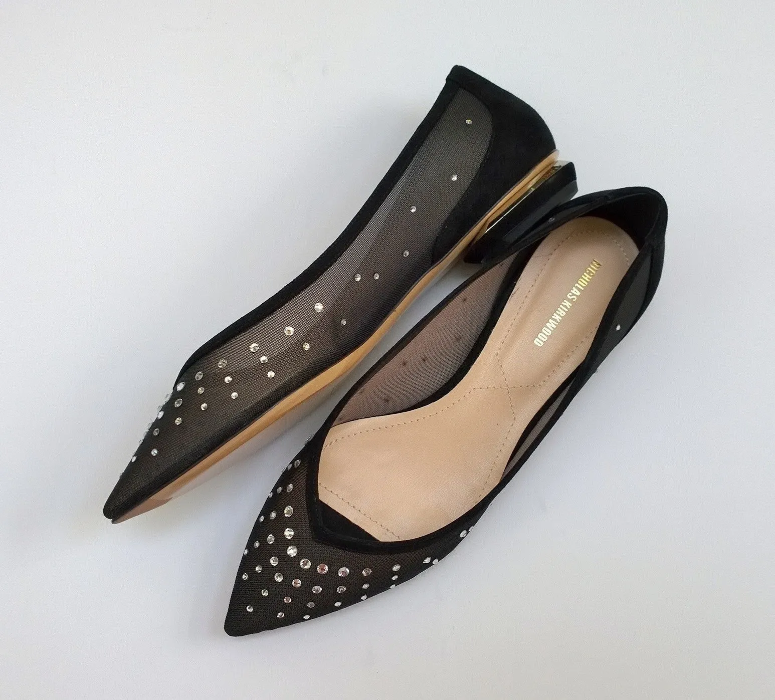 Nicholas Kirkwood Black Mesh Rhinestone Flats