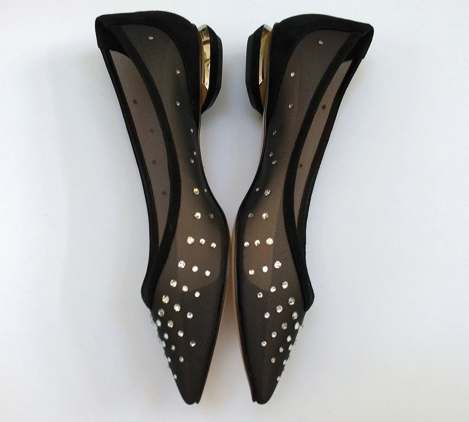 Nicholas Kirkwood Black Mesh Rhinestone Flats