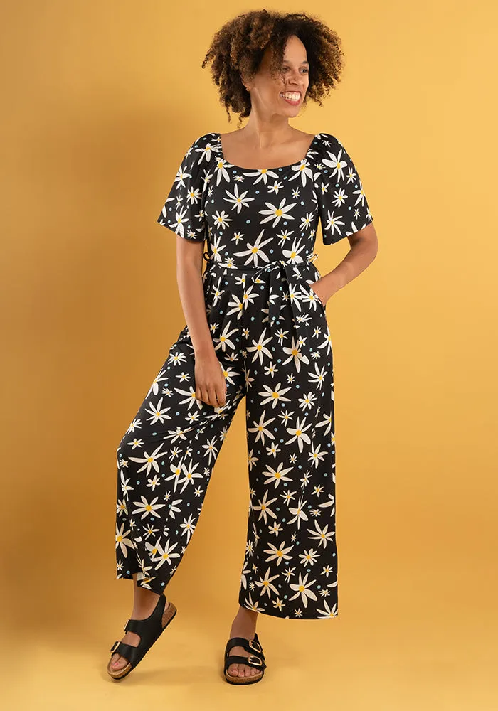 Ophelia Mono Daisy Print Culotte Leg Jumpsuit