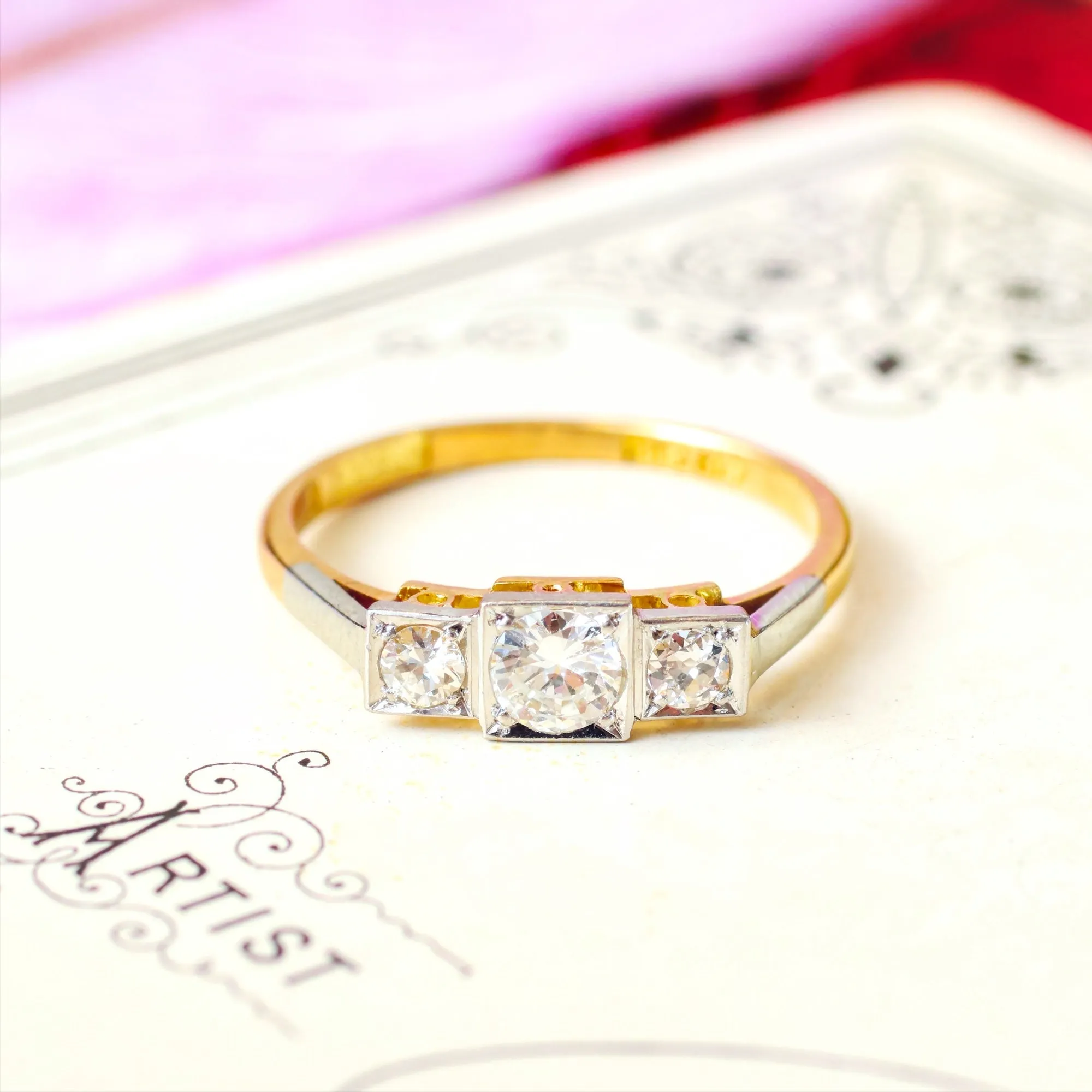 Pristine Vintage Mid Century Diamond Engagement Ring