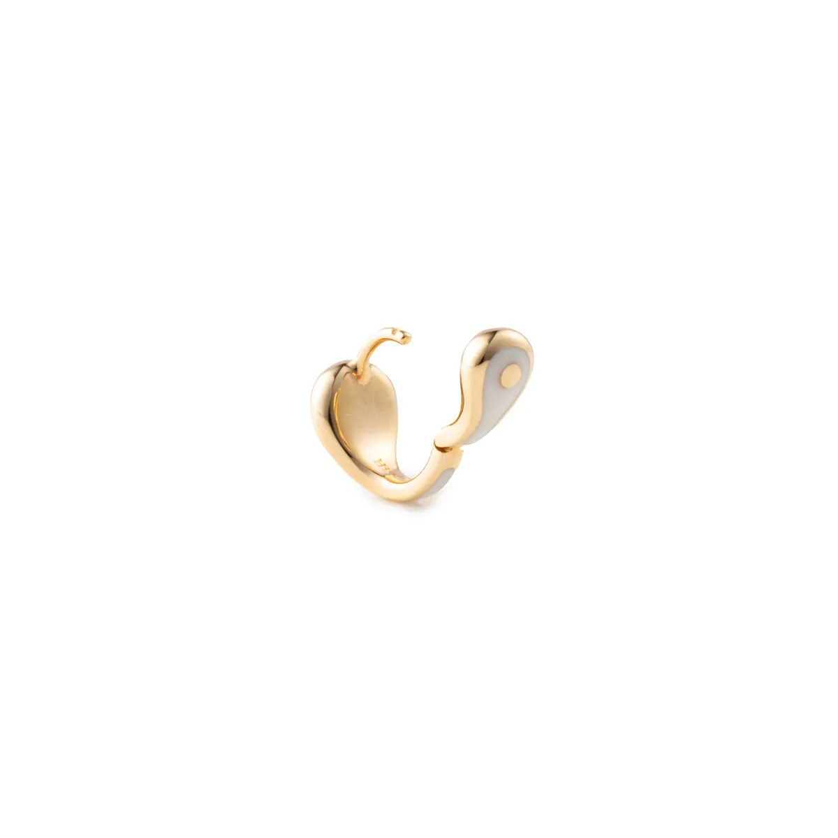 "Bird of Paradise" Enamel Diamond Hoop Earring in Ivory White