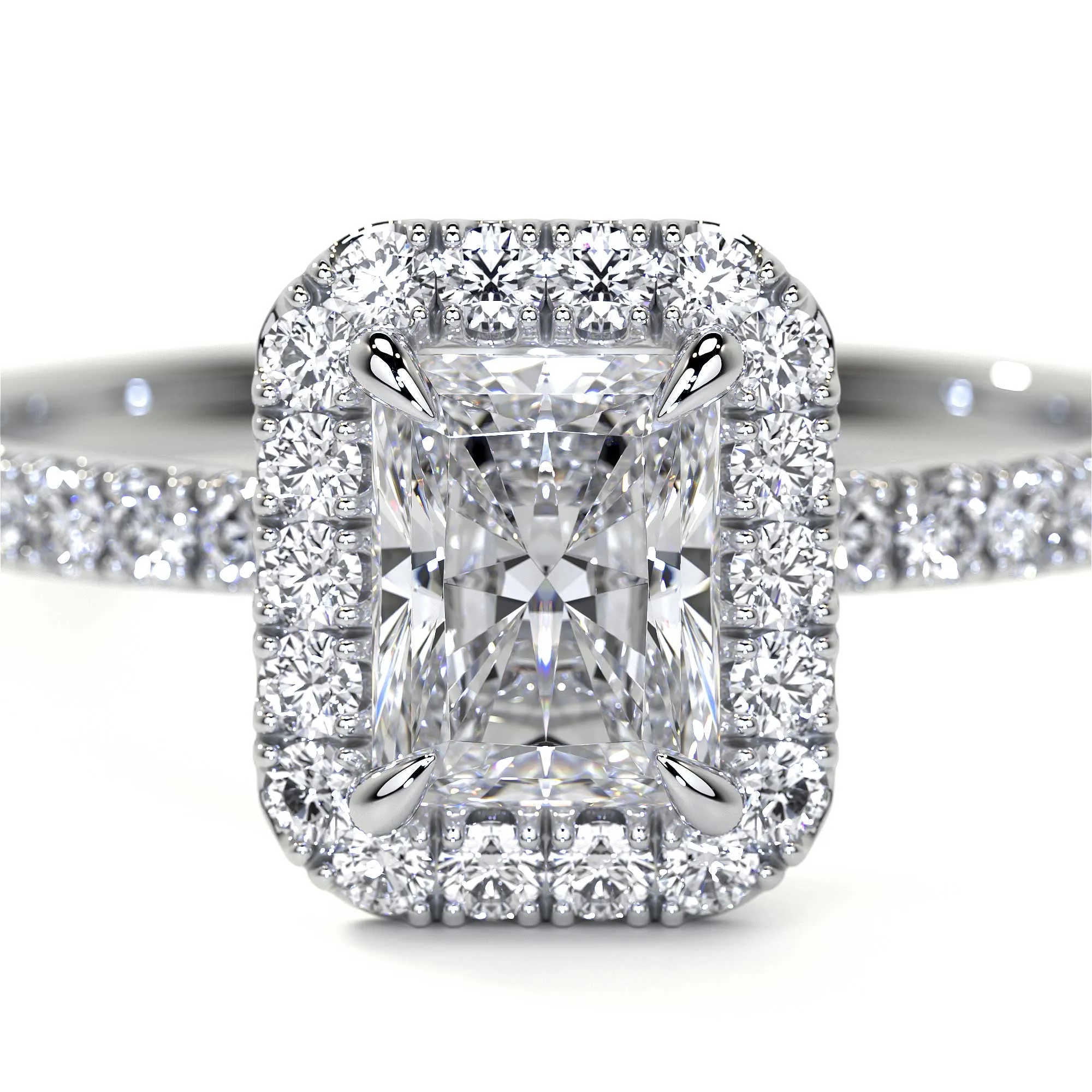 Radiant Cut Cluster Diamond Ring with Halo