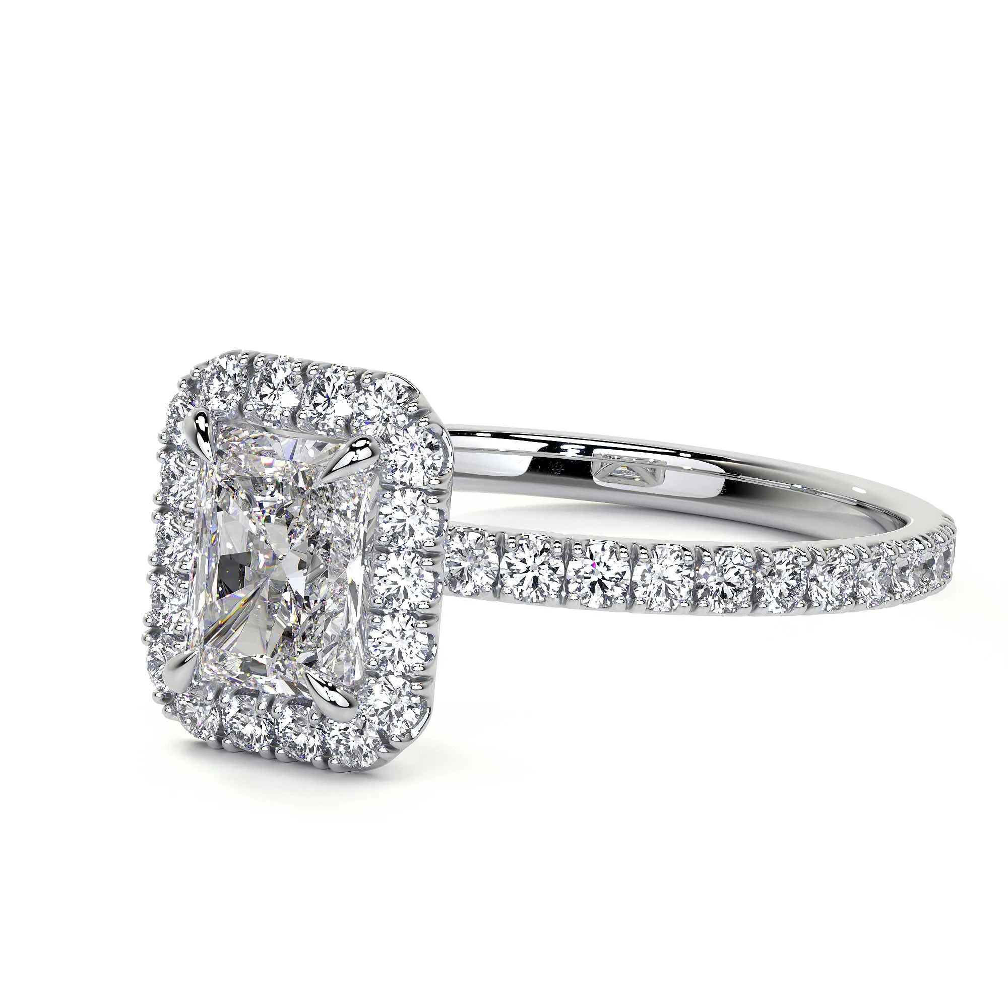 Radiant Cut Cluster Diamond Ring with Halo