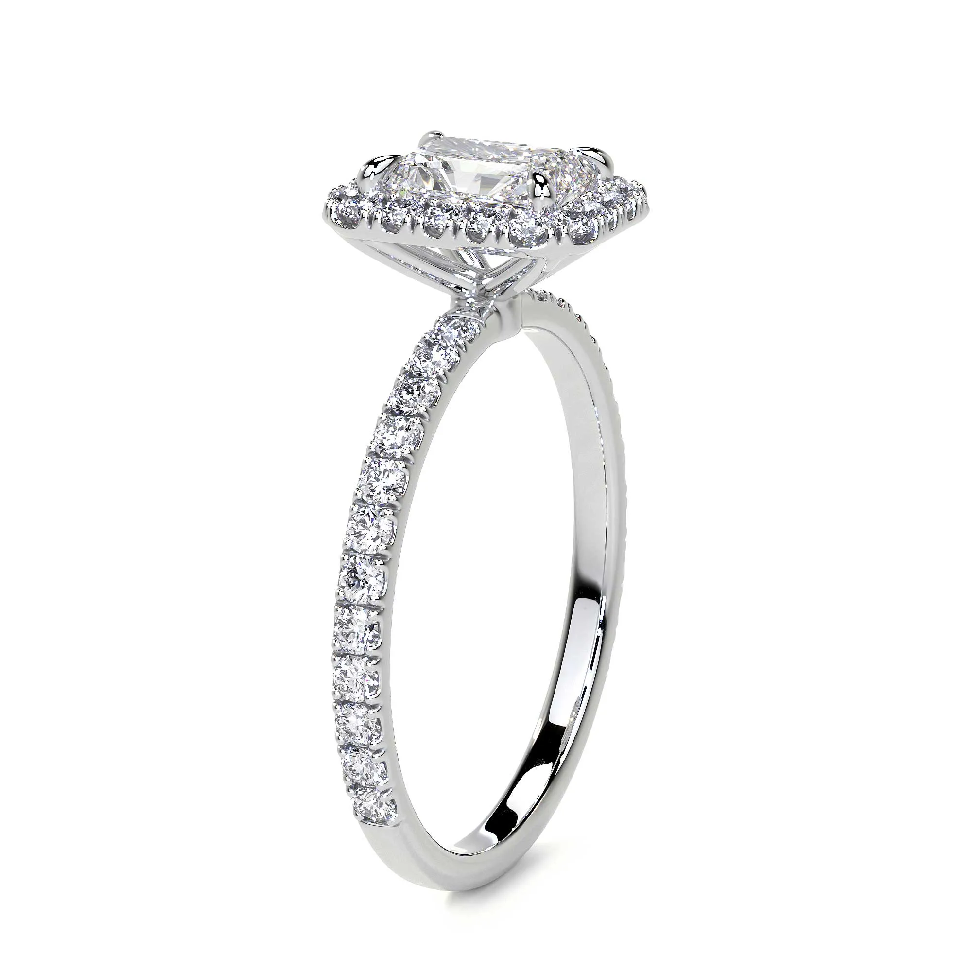 Radiant Cut Cluster Diamond Ring with Halo