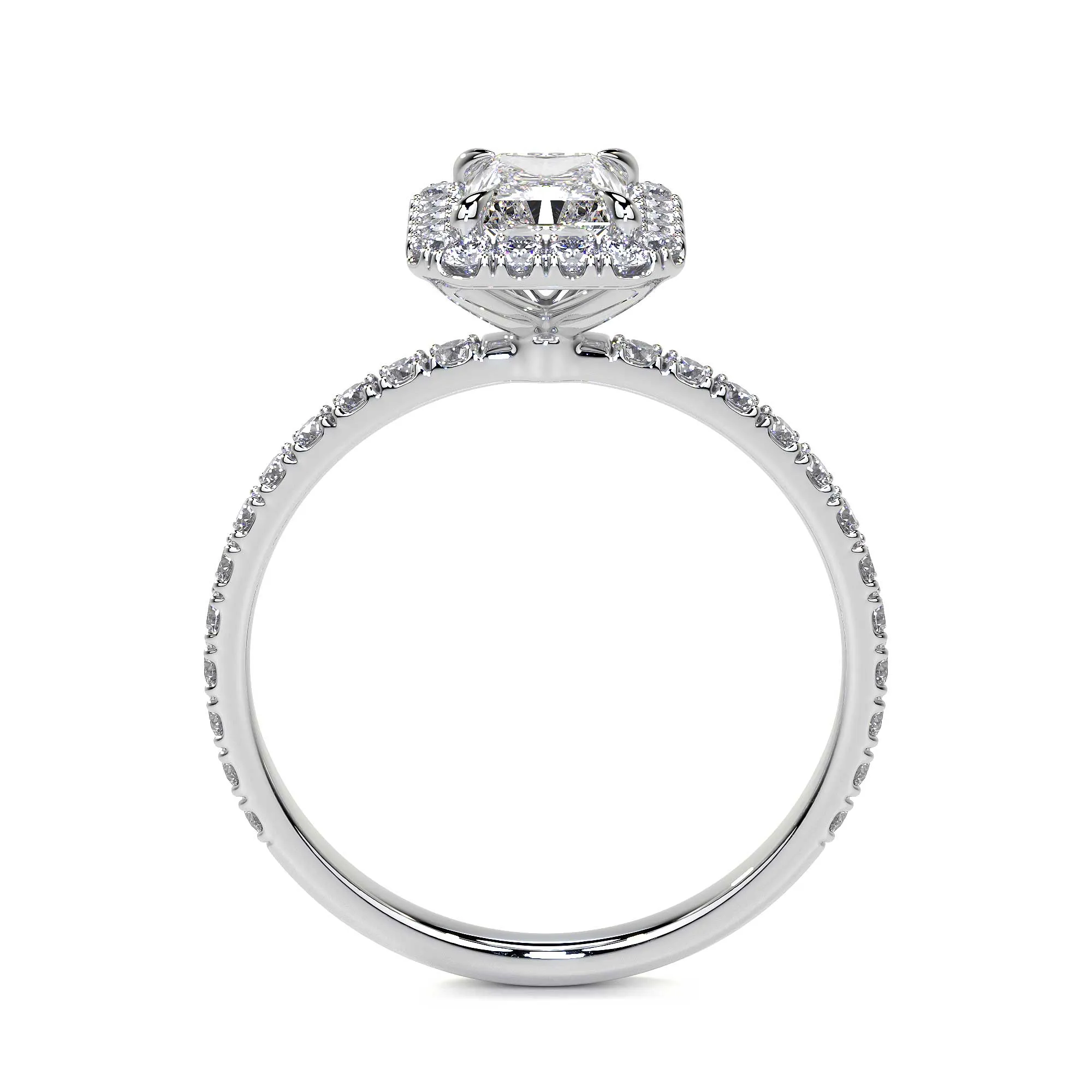 Radiant Cut Cluster Diamond Ring with Halo