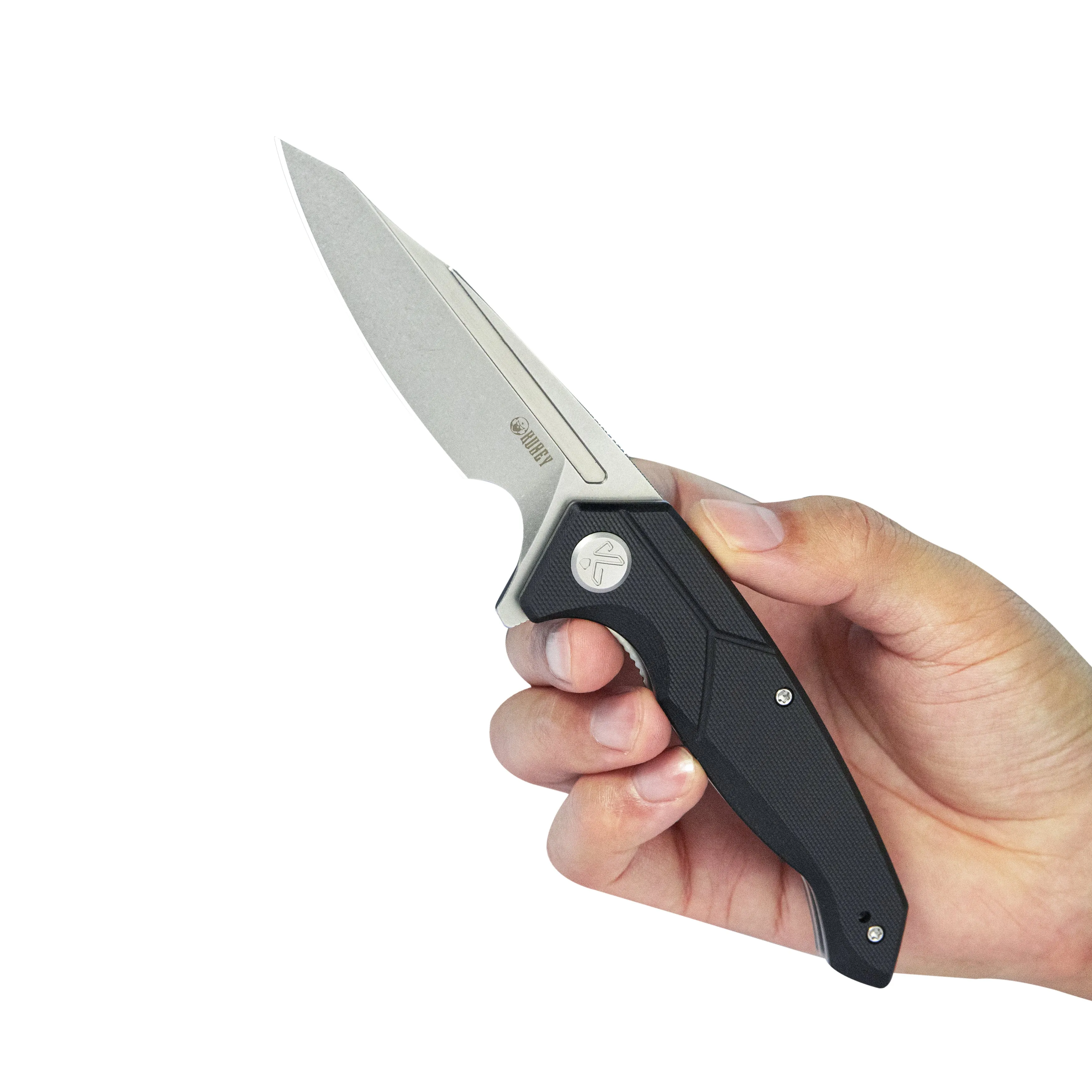 RBC-1 Outdoor Flipper Knife Black G10 Handle 3.46 Stonewash 14C28N KU373A