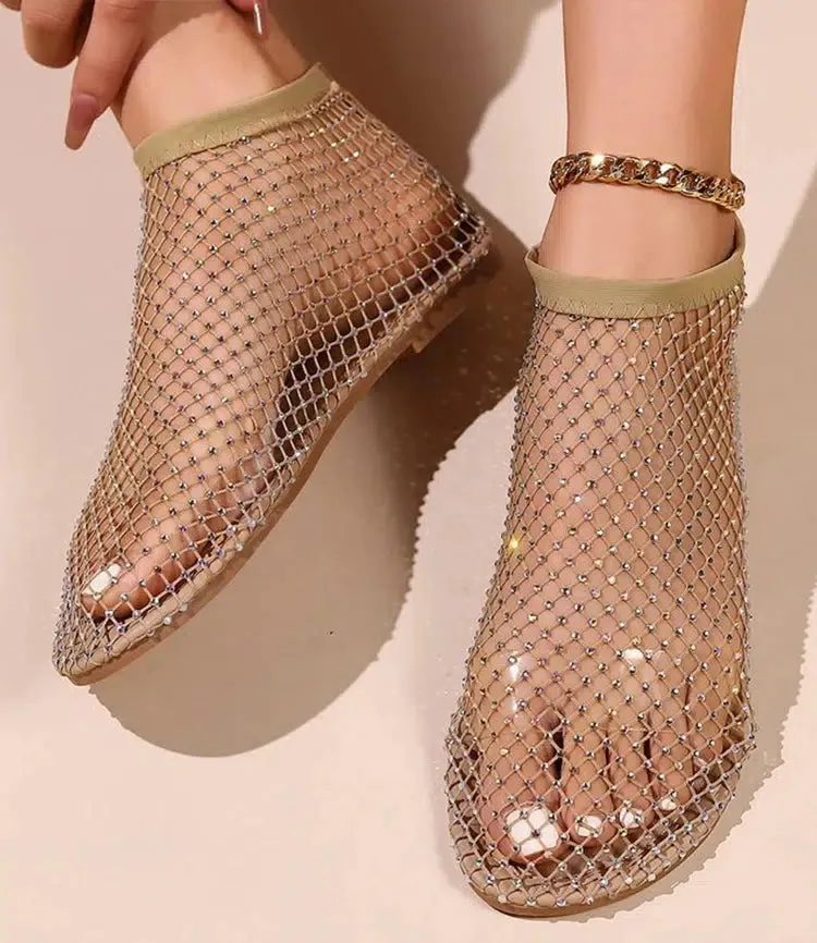 Rhinestone Fishnet Ballerina Flats