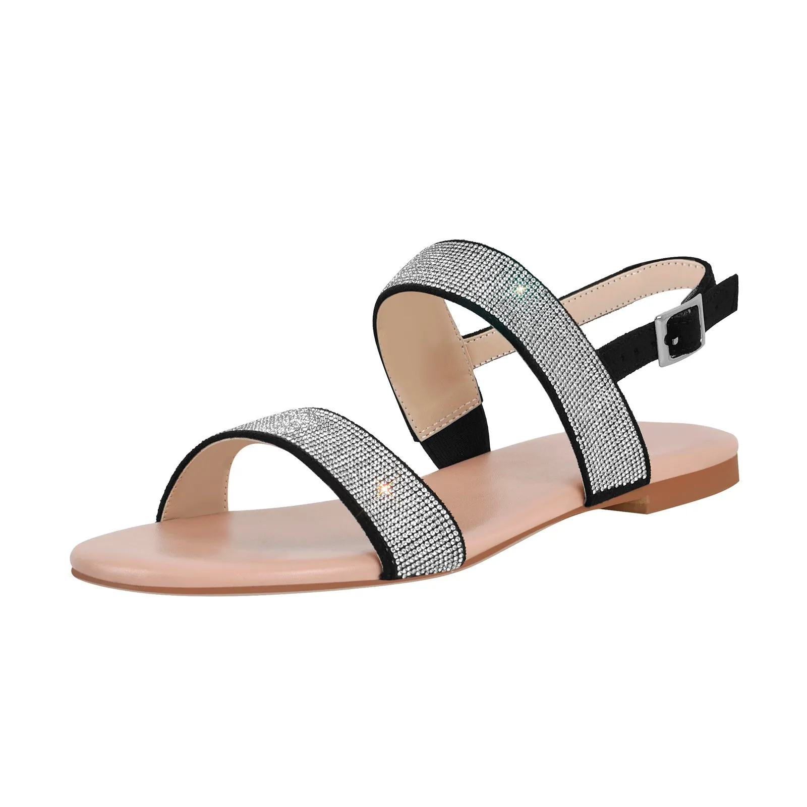 Rhinestone Straps Flat Sandals