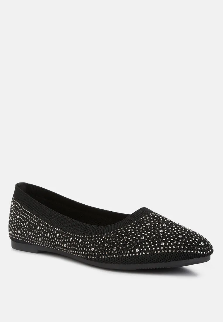 Rhinestones Embellished Ballet Flats By Ruw