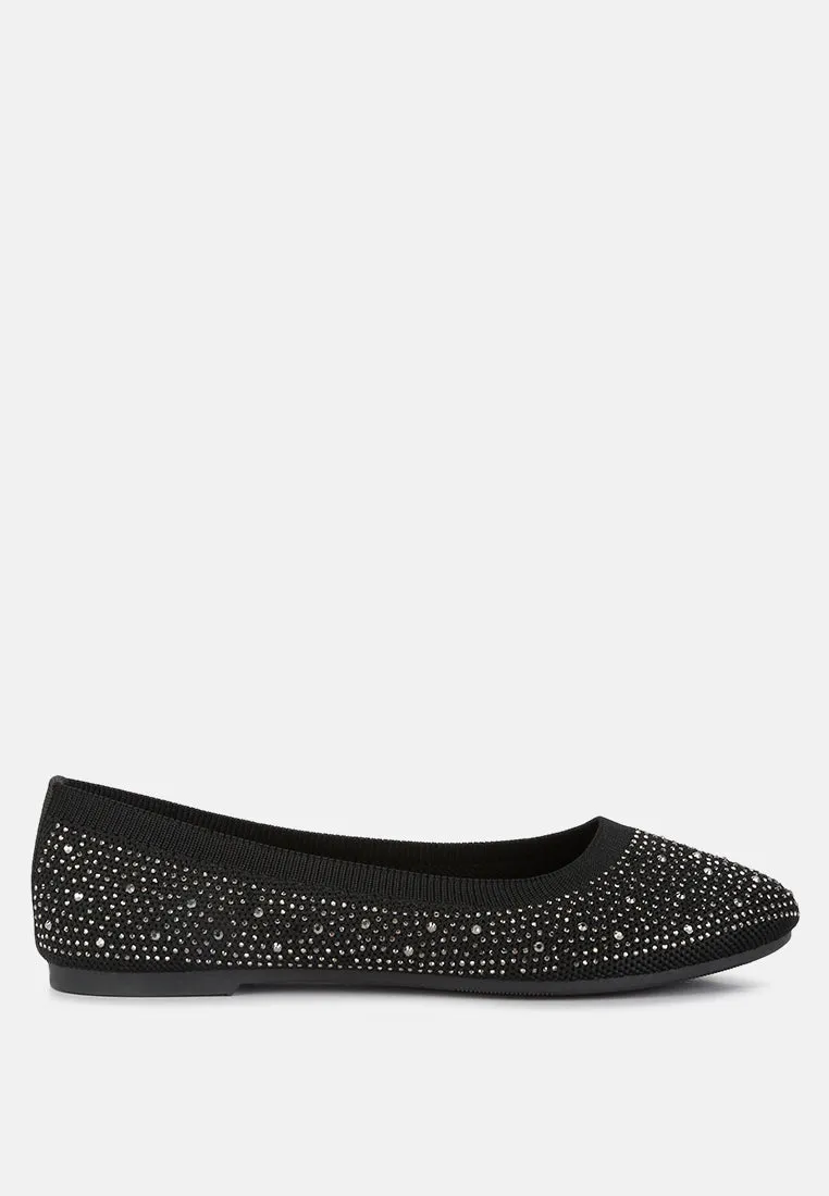 Rhinestones Embellished Ballet Flats By Ruw