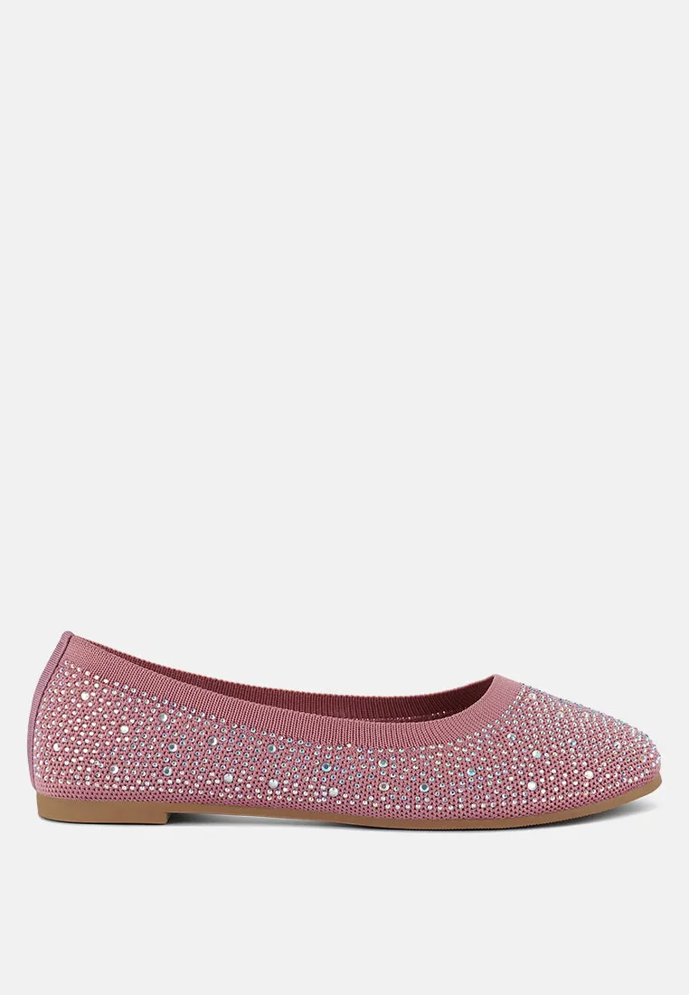 Rhinestones Embellished Ballet Flats By Ruw