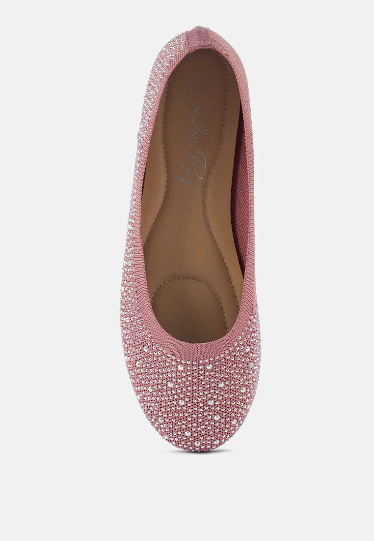 Rhinestones Embellished Ballet Flats By Ruw