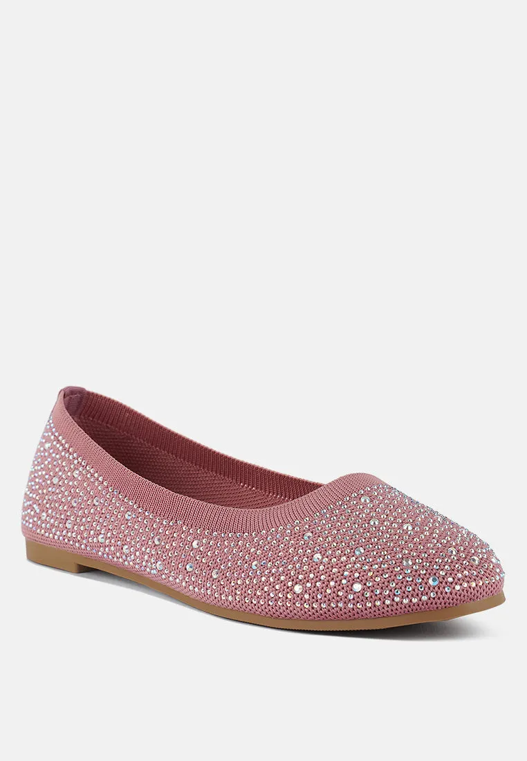 Rhinestones Embellished Ballet Flats By Ruw