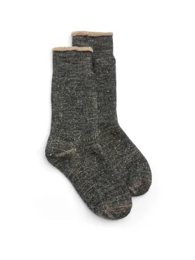 Ro To To Double Face Crew Socks Grey Brown