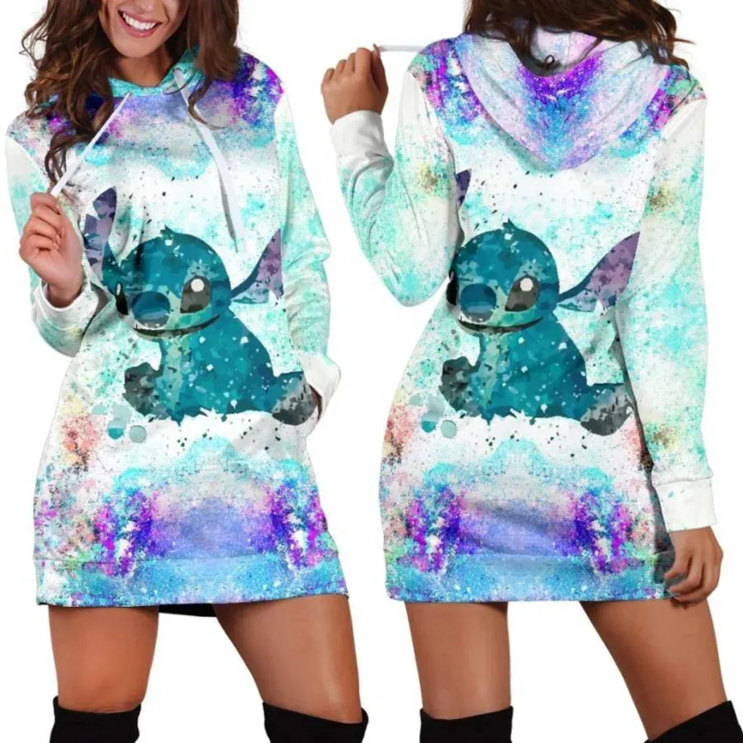 Stitch Hoodie Dress Sweater Fashion Disney Dress Sweatshirt Dress Hoodie for Women