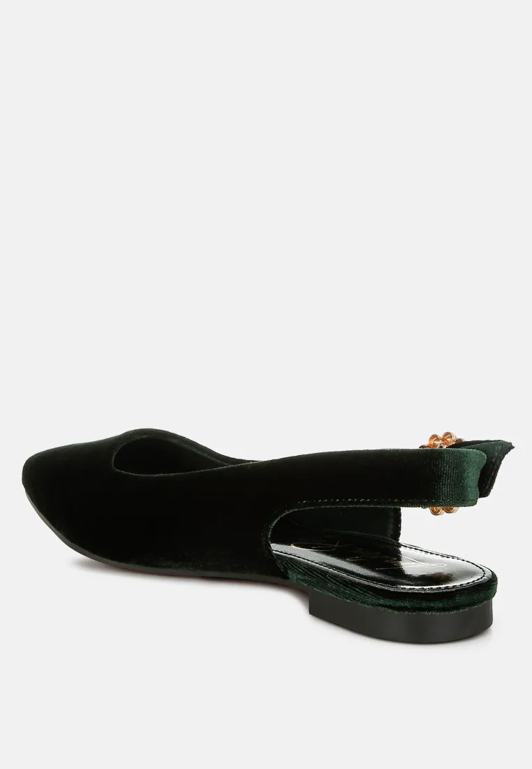 Velvet Slingback Flat Sandals bu RUW