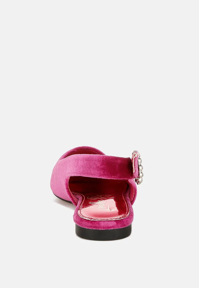 Velvet Slingback Flat Sandals bu RUW